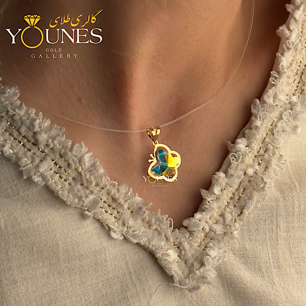 آویز سواروسکی پروانه هفت رنگ طلا